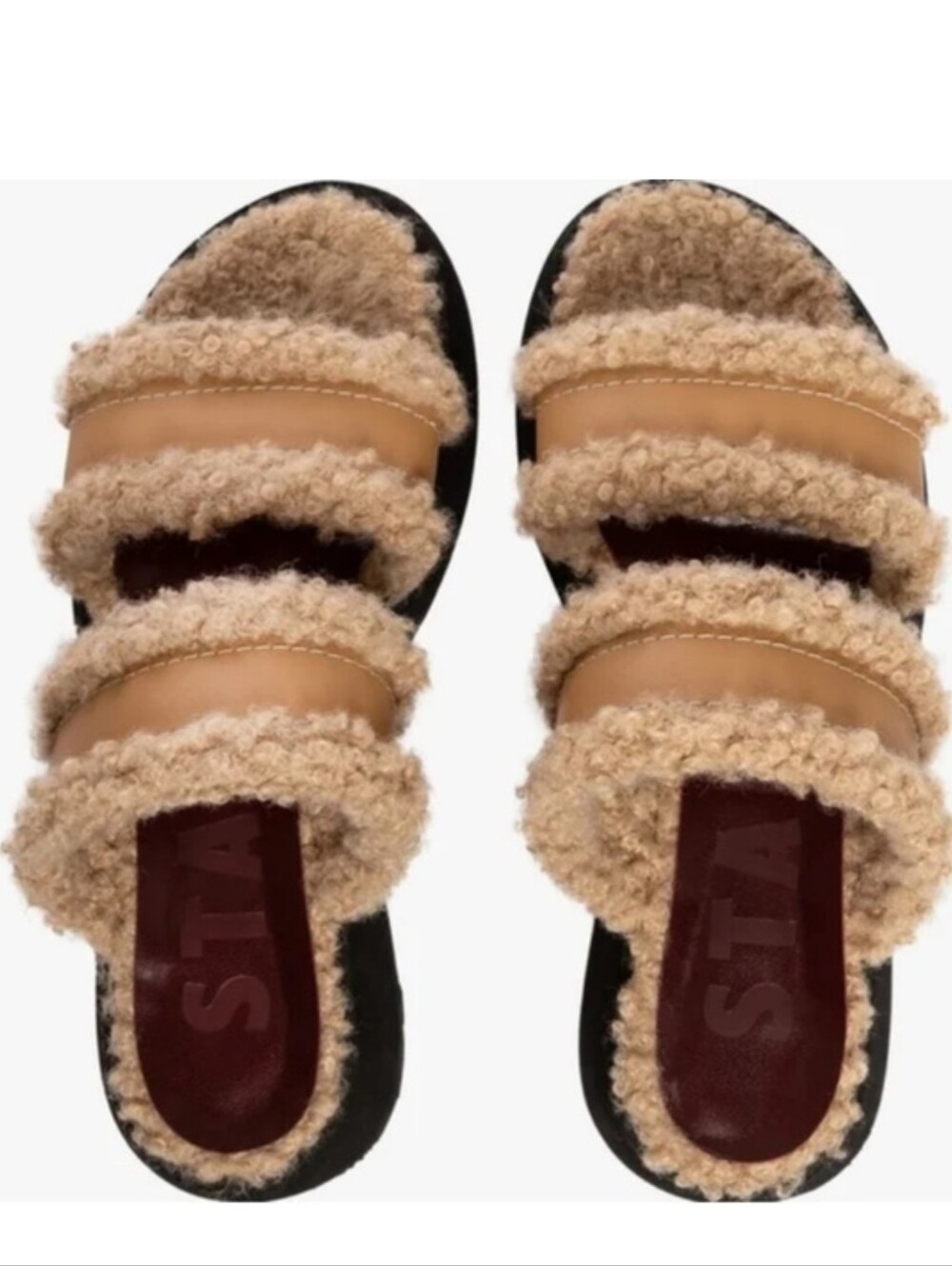 Staud Siesta Shearling Slides in Brown - Picture 2 of 14